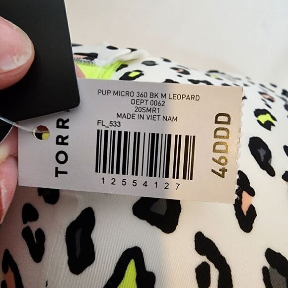 46DDD Torrid White Leopard Neon Yellow Bra Push Up Plunge Back Smoothing Underwi - Picture 4 of 10